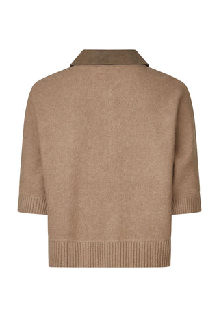 Pullover mit Faux Leather Kragen