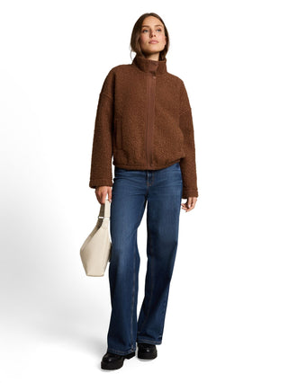 Teddy Sweatjacke mit Stehkragen