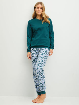 DAMEN Pyjama mit Bündchen