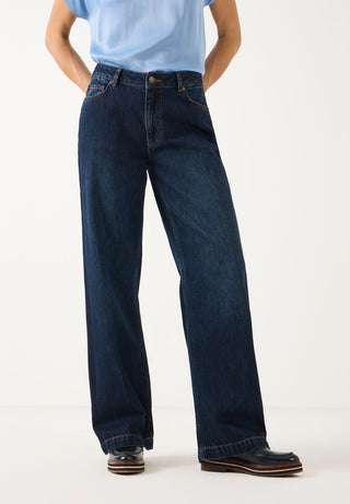 Blue Denim Jeans w Gallon Stripe, dark blue denim