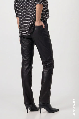 Straight Leg Hose mit Lederoptik