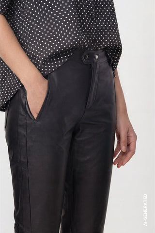 Straight Leg Hose mit Lederoptik