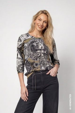 Strickpullover mit Emblemdruck