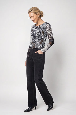 Langarmshirt mit Emblem-Muster