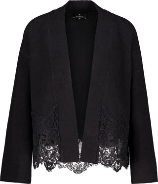 Strickjacke mit Spitzenborte