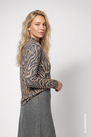 Langarmshirt mit Zebra-Muster