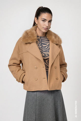 Jacke mit Kunstfellkragen