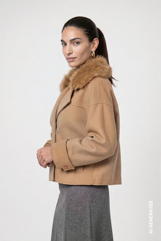 Jacke mit Kunstfellkragen