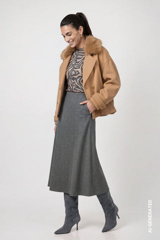 Jacke mit Kunstfellkragen