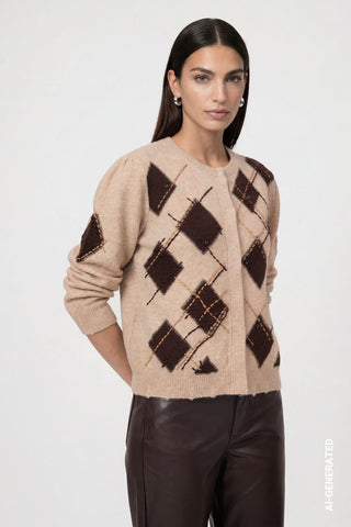 Strickjacke mit Rautenmuster