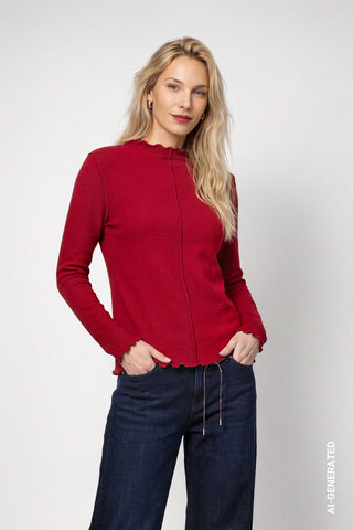Langarmshirt mit gewelltem Saum