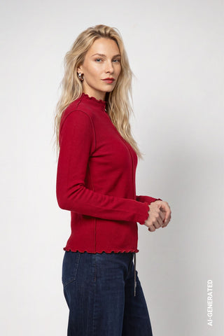 Langarmshirt mit gewelltem Saum