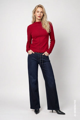 Langarmshirt mit gewelltem Saum