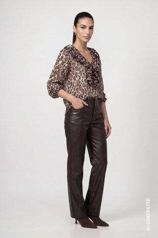 Chiffon Bluse mit Leo-Muster