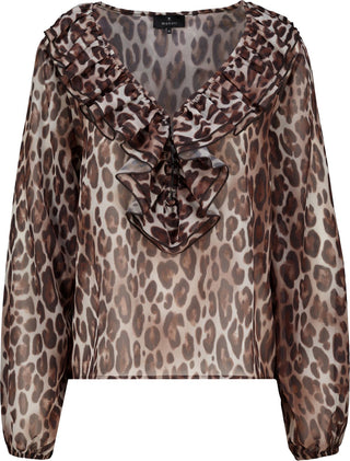Chiffon Bluse mit Leo-Muster