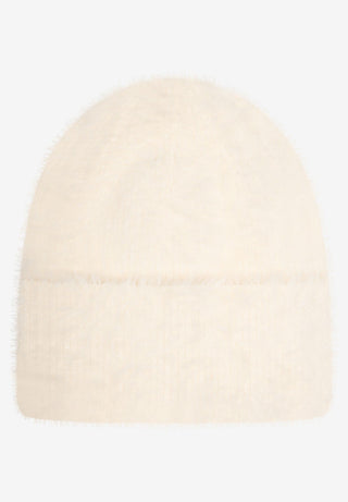 Knitted Furry Hat, powder cream