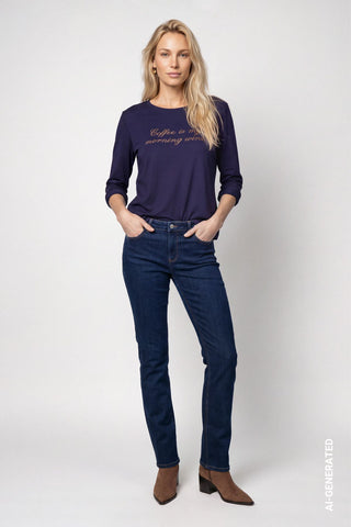 Langarmshirt mit Strassschriftzug