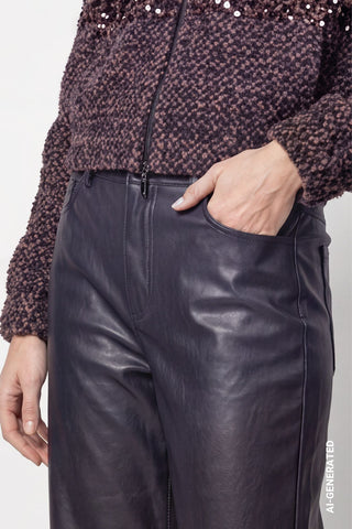Kunstleder Wide-Leg-Hose