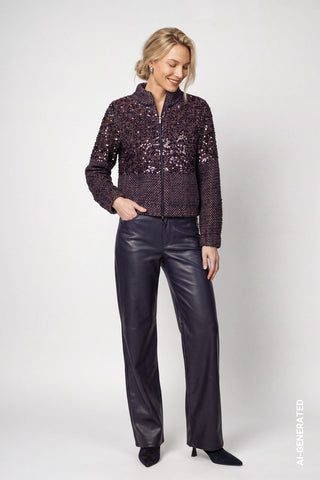 Kunstleder Wide-Leg-Hose