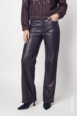 Kunstleder Wide-Leg-Hose