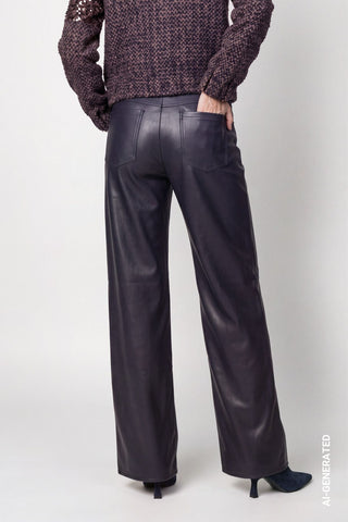 Kunstleder Wide-Leg-Hose