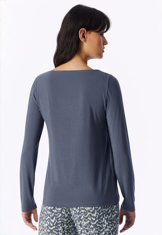 Shirt langarm U-Boot-Ausschnit