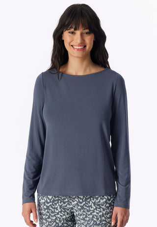 Shirt langarm U-Boot-Ausschnit