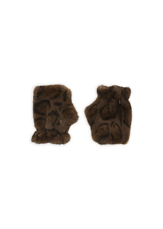 Handschuhe aus Fake Fur mit Leo-Muster