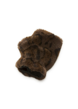 Handschuhe aus Fake Fur mit Leo-Muster