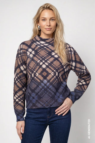 Strickpullover mit Karo-Muster und Dip-Dye