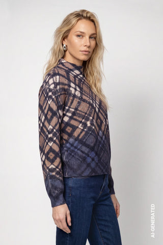 Strickpullover mit Karo-Muster und Dip-Dye