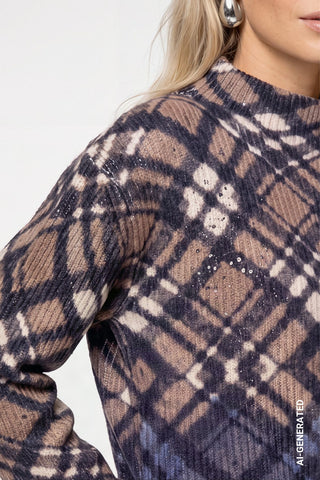 Strickpullover mit Karo-Muster und Dip-Dye