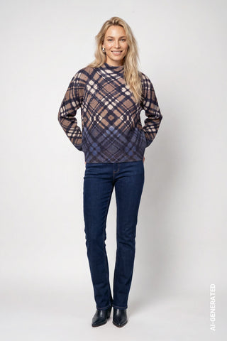 Strickpullover mit Karo-Muster und Dip-Dye