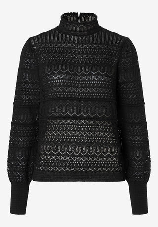 Pointelle Pullover, black