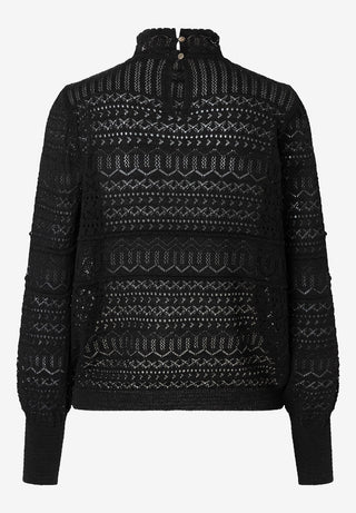 Pointelle Pullover, black