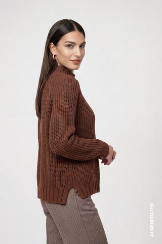Strickpullover mit Stehkragen