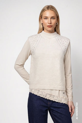 Strickpullunder mit Strasssteinen