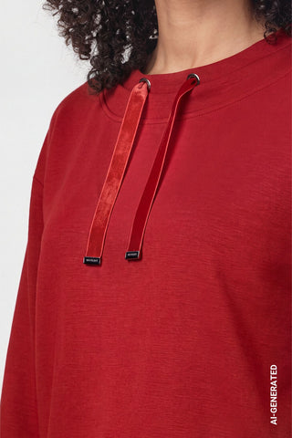 Sweatshirt mit samtigen Bindeband
