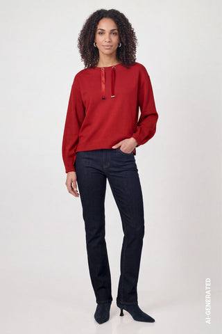 Sweatshirt mit samtigen Bindeband