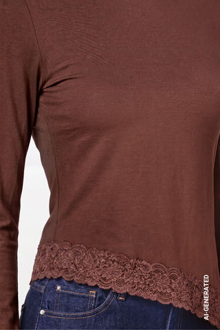 Langarmshirt mit Spitzenborte