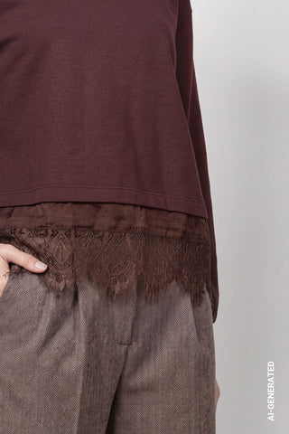 Sweatshirt mit Spitzenborte