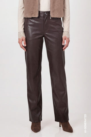 Kunstleder Wide-Leg-Hose von Monari in Braun – Hose für Damen