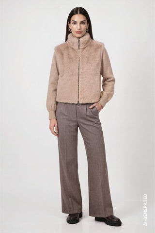 Strickjacke mit Kunstfell
