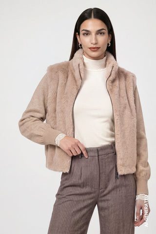 Strickjacke mit Kunstfell