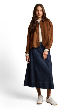 Oversize Bluse in Wildleder-Optik