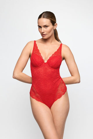 CYRILE true red Unterlegter Tief dekol. Body