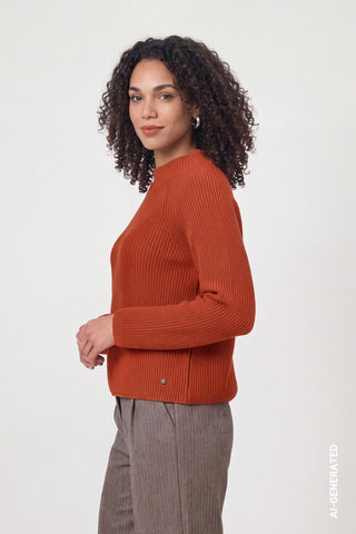 Strickpullover mit Stehkragen von Monari in Gelb – Pullover für Damen – Ansicht 2