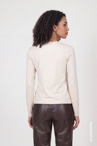 Langarmshirt mit Print von Monari in Beige – Shirt für Damen – Ansicht 3