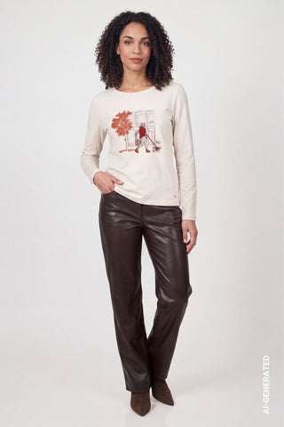 Langarmshirt mit Print von Monari in Beige – Shirt für Damen – Ansicht 5